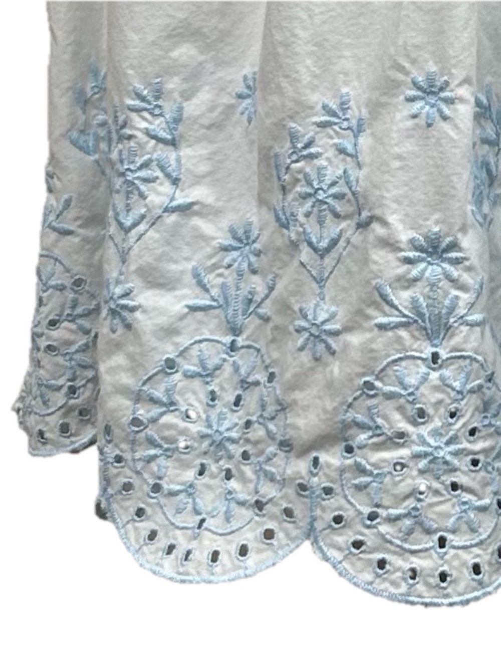 Rachel Zoe Blue White Cotton Eyelet Embroidered Maxi Dress Size 12 - Picture 5 of 8